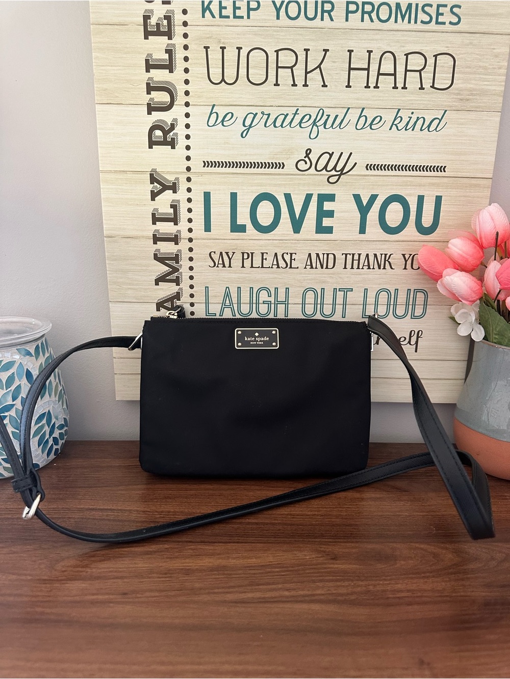 Black Kate Spade Nylon Crossbody Bag